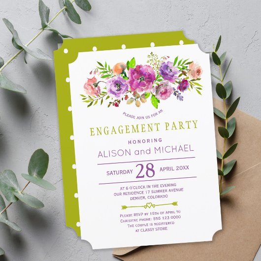 Invitation Boho floral fête de fiançailles de printemps