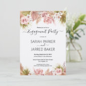 Invitation Boho Floral Fiançailles frontière (Debout devant)