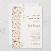 Invitation Boho Floral First Communion Boy (Devant)