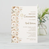 Invitation Boho Floral First Communion Boy (Debout devant)