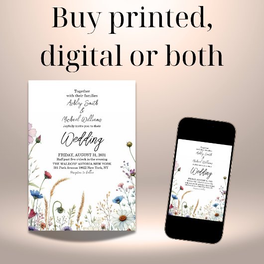 Invitation Boho Floral Fleur sauvage Mariage