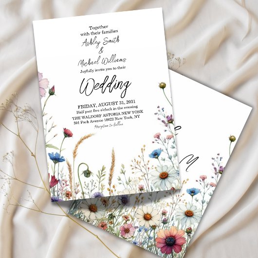 Invitation Boho Floral Fleur sauvage Mariage