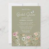 Invitation Boho Floral Fleur sauvage Sage Green Fête des mari (Devant)
