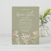 Invitation Boho Floral Fleur sauvage Sage Green Fête des mari (Debout devant)
