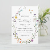 Invitation Boho Floral Fleur sauvage Wreath Mariage botanique (Debout devant)
