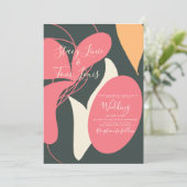 Invitation Boho Floral Formes organiques Mariage rose orange (Debout devant)