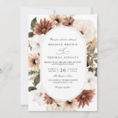 Invitation Boho Floral Frame Acrylic Elegant QR Code Wedding (Devant)