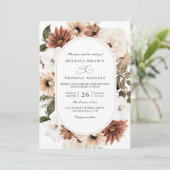 Invitation Boho Floral Frame Acrylic Elegant QR Code Wedding (Debout devant)