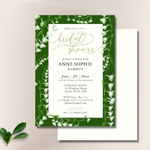 Invitation Boho Floral Frame Lily Valley Gold Fête des mariée