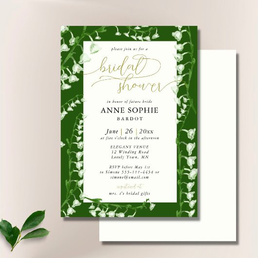 Invitation Boho Floral Frame Lily Valley Gold Fête des mariée