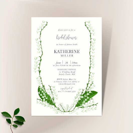 Invitation Boho Floral Frame Lily Valley Green Fête des marié
