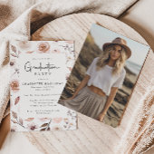 Invitation Boho Floral Frame Photo Graduation