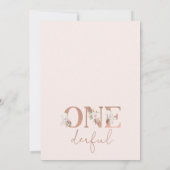 Invitation Boho Floral Girls Onederful 1er anniversaire (Dos)