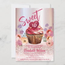 Boho floral Girly cupcake Rose or gliterie