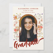 Invitation Boho Floral Graduate Photo Script Graduate Party (Devant)