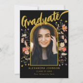 Invitation Boho Floral Graduate Photo Script Graduate Party (Devant)