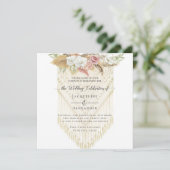 Invitation BOHO Floral Green Pampas Grass Blush Mariage (Debout devant)