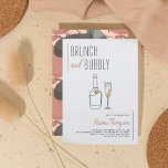 Invitation Boho Floral Green & Pink Champagne Brunch & Bubbly<br><div class="desc">We love the traditional gold floral brunch and bubbly invite theme, but we wanted to add a modern twist ! This minimalist bohemian design feed "Brunch and bubbly" aligned to the left, parallèle à la vertical line. There is a vertical line of the solille length in the bottom right-hand corner...</div>