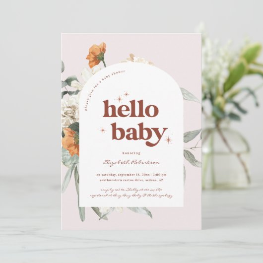 Invitation Boho Floral Greenery Botanical | BABY SHOWER (Debout devant)