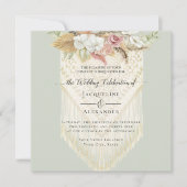 Invitation BOHO Floral Greenery Pampas Grass Mariage Macrame (Devant)
