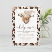 Invitation Boho Floral Highland Cow Heart Baby shower texte (Debout devant)