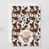 Invitation Boho Floral Highland Cow Heart Baby shower texte (Dos)