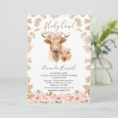 Invitation Boho Floral Highland Saint-Vache Baby shower (Debout devant)