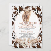 Invitation Boho Floral Highland Vache Baby shower de veau (Devant)