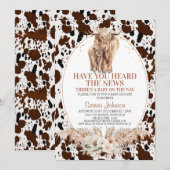 Invitation Boho Floral Highland Vache Baby shower de veau (Devant / Derrière)
