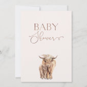 Invitation Boho Floral Highland Vache Baby shower de veau (Dos)