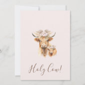 Invitation Boho Floral Highland Vache Baby shower de veau (Dos)