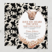 Invitation Boho Floral Highland Vache Baby shower d'impressio (Devant / Derrière)