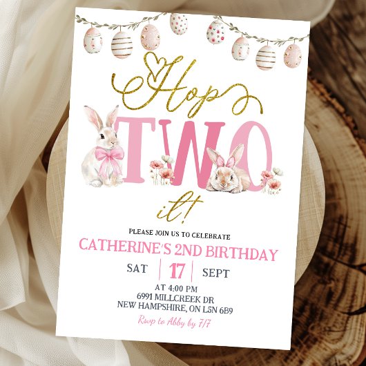 Invitation Boho Floral Hop Two It Anniversaire
