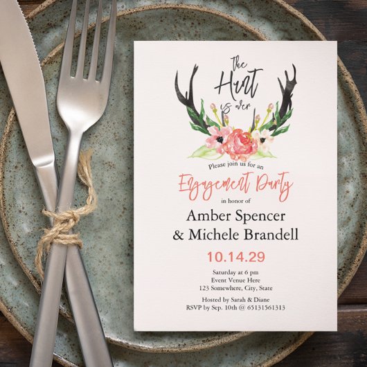 Invitation ©Boho Floral Hunt est sur l'engagement