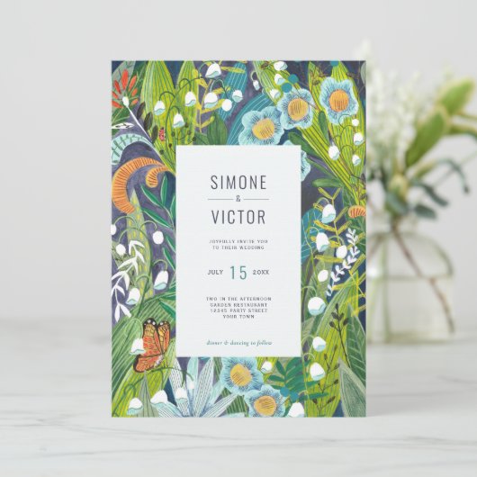 Invitation Boho Floral Lily de Vallée Mariage (Debout devant)