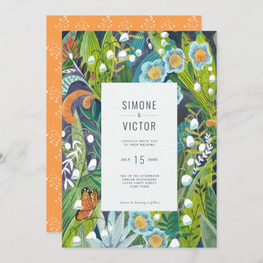 Invitation Boho Floral Lily de Vallée Mariage (Devant / Derrière)