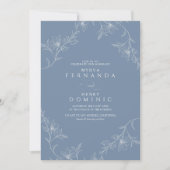Invitation Boho Floral Line Art Dusty Blue Wedding (Devant)