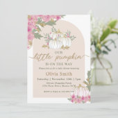 Invitation Boho Floral Little Citrouille Baby shower Invitati (Debout devant)