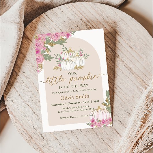 Invitation Boho Floral Little Citrouille Baby shower Invitati