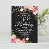 Invitation Boho Floral & Lumières Surprise 30e anniversaire (Debout devant)