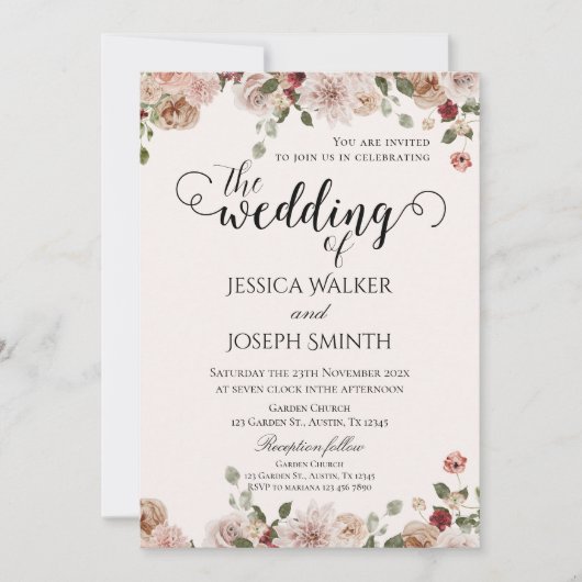 Invitation Boho Floral Mariage (Devant)