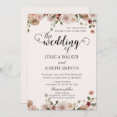 Invitation Boho Floral Mariage (Devant / Derrière)
