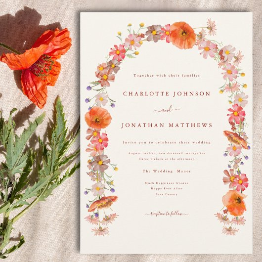 Invitation Boho Floral Mariage