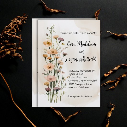Invitation Boho Floral Mariage