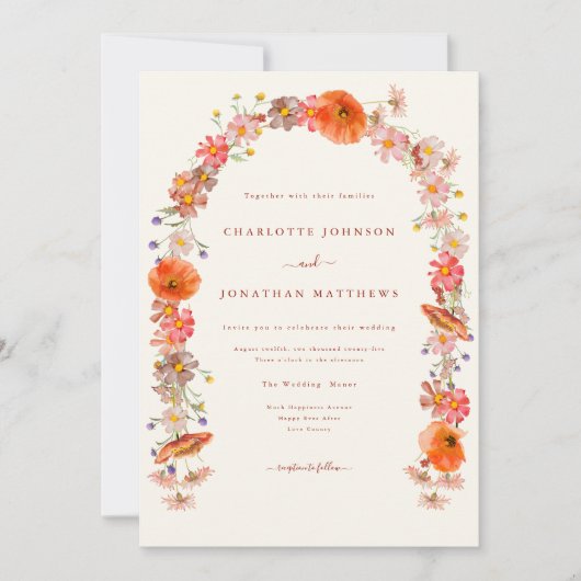 Invitation Boho Floral Mariage (Devant)