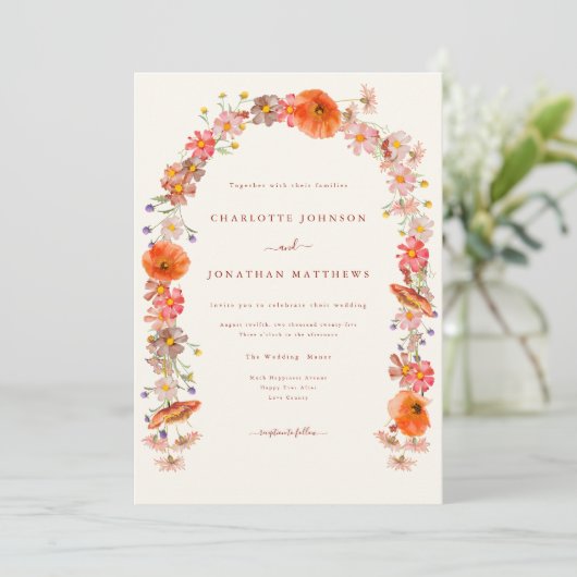 Invitation Boho Floral Mariage (Debout devant)