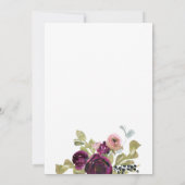 Invitation Boho Floral Mariage Bourgogne et bleu (Dos)