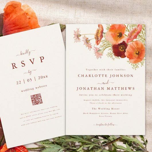 Invitation Boho Floral Mariage de automne