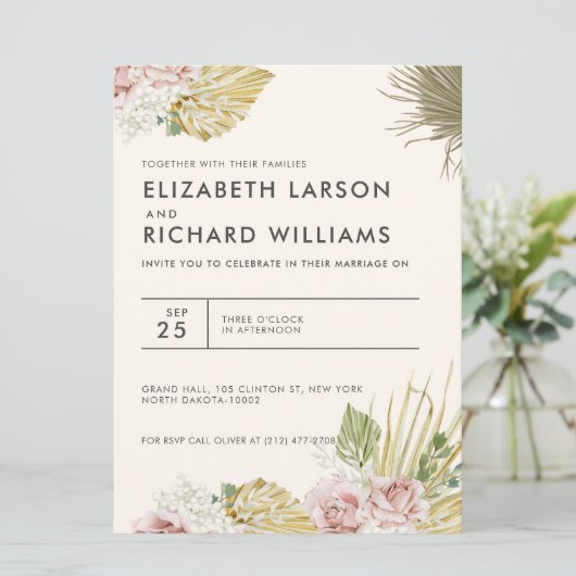 Invitation Boho Floral Mariage de automne d'automne (Debout devant)