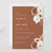 Invitation Boho Floral Mariage en terre cuite (Devant)